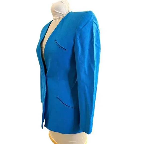 Kasper Vintage Long Blazer Sz. 6 Lined 2-Button Front Wool Career - Picture 3 of 13